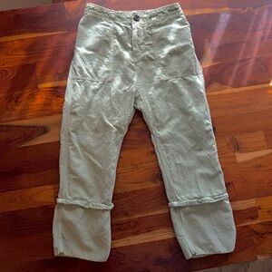 Zara Tokyo Green Cotton Linen Pants